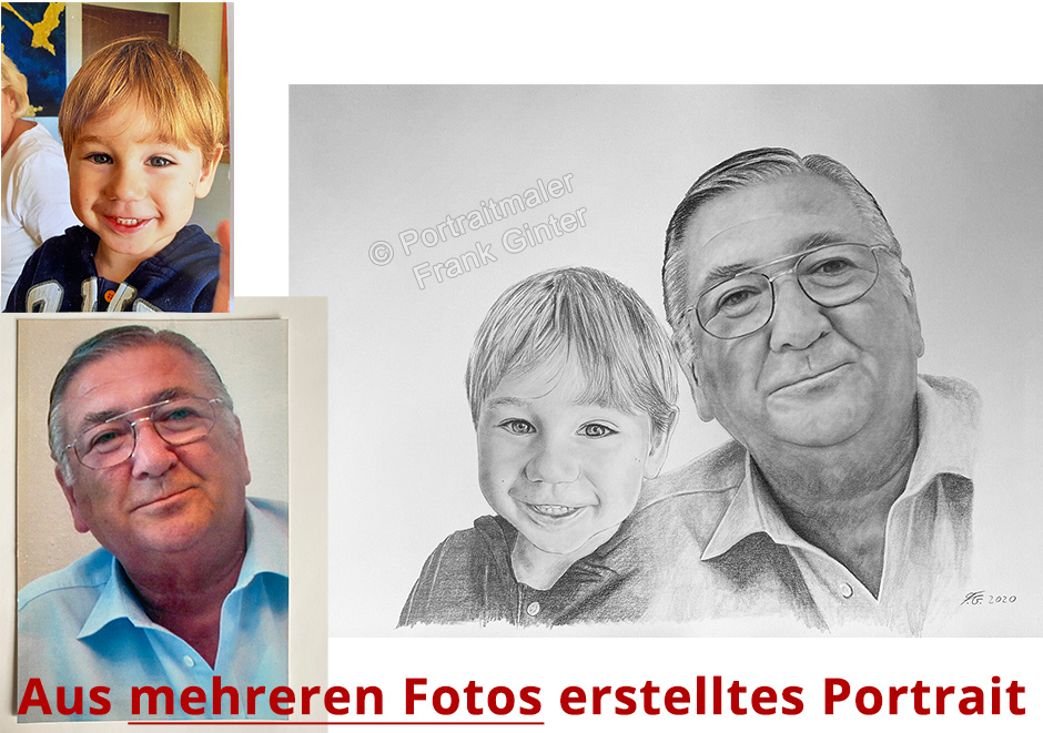 Familienportrait mit Verstorbenen - Bilder von Verstorbenen zeichnen lassen